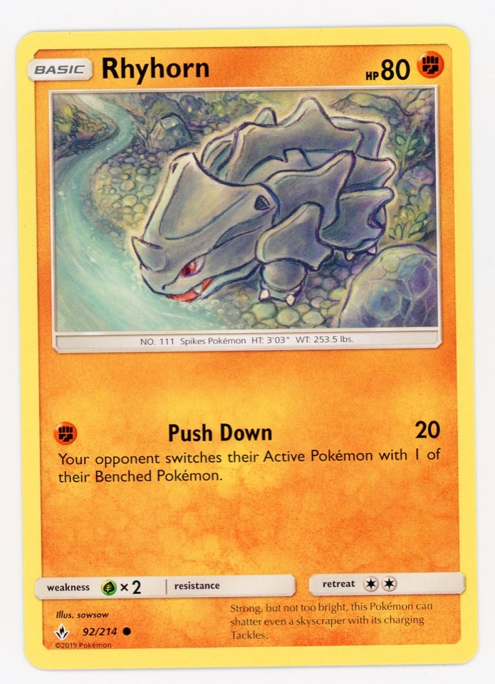 獨角犀牛 Rhyhorn 球員卡 正面